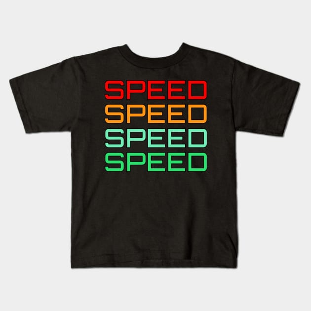 SPEED SPEED SPEED Kids T-Shirt by saber fahid 